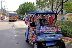 Town Manager Bud Bently with Kim and Abby in Parade 4th