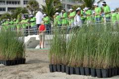 Volunteers are briefed on how to plant sea oats
